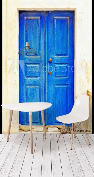 Picture of Blue traditional door in Pyrgos